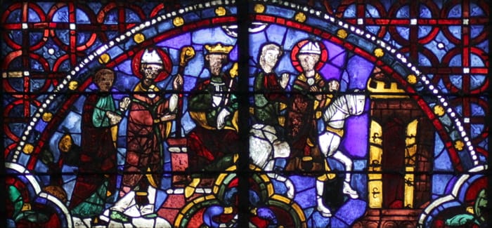 Томас Бекет у Франції (фрагмент вітража собору у Шартрі)