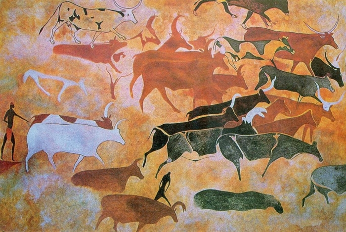 Наскельний малюнок у печері Джаббарена, Алжир (6 000 – 1 000 р. до н.е.)